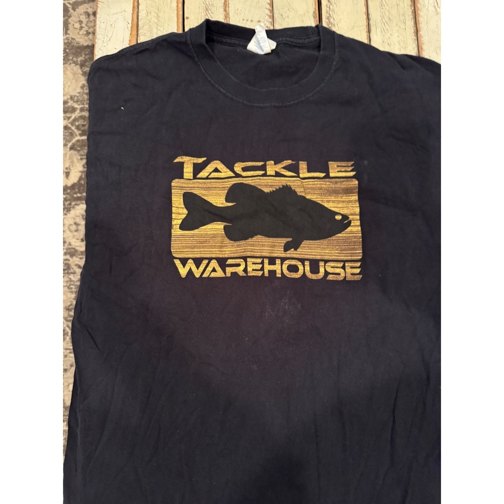 Tackle Warehouse Mens Black Graphic T-Shirt Fish Logo Short Sleeve Cotton Large